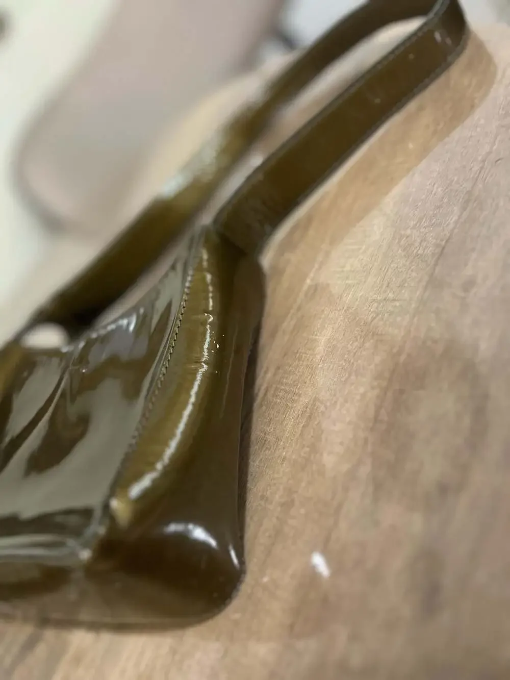 Y2K Oroton Olive Green Patent Leather Shoulder Bag
